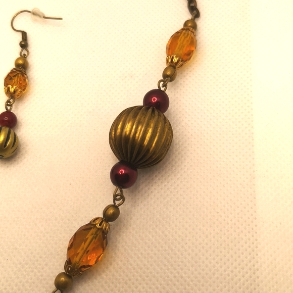 Handmade bronze tone beaded toggle heart set - Picture 3 of 5